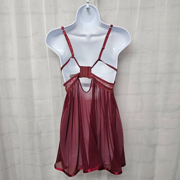Daisy Fuentes Babydoll Y2K Tank Burgundy Goth Whimsigoth Fairy Mesh M NWT - Picture 5 of 11